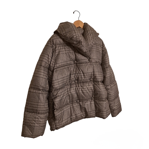 Jason Wu Gray Houndstooth Double Breasted Puffer Coat - Picture 5 of 8